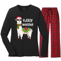 Fleece Feliz Navidad Llama Christmas Cute Xmas Gift Women's Long Sleeve Flannel Pajama Set 