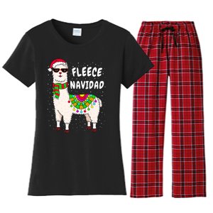 Fleece Feliz Navidad Llama Christmas Cute Xmas Gift Women's Flannel Pajama Set