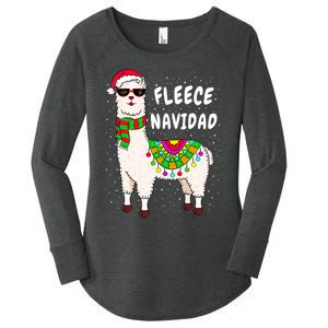 Fleece Feliz Navidad Llama Christmas Cute Xmas Gift Women's Perfect Tri Tunic Long Sleeve Shirt