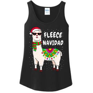 Fleece Feliz Navidad Llama Christmas Cute Xmas Gift Ladies Essential Tank