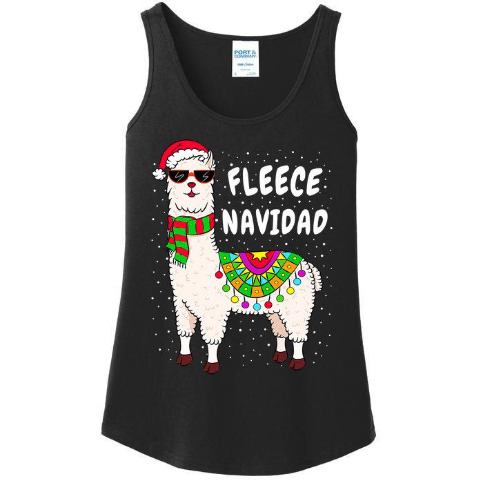 Fleece Feliz Navidad Llama Christmas Cute Xmas Gift Ladies Essential Tank