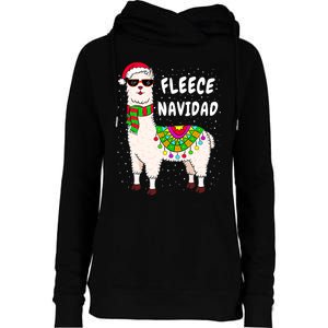 Fleece Feliz Navidad Llama Christmas Cute Xmas Gift Womens Funnel Neck Pullover Hood