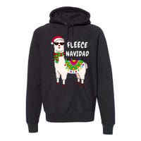 Fleece Feliz Navidad Llama Christmas Cute Xmas Gift Premium Hoodie