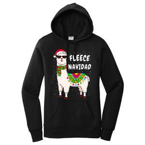 Fleece Feliz Navidad Llama Christmas Cute Xmas Gift Women's Pullover Hoodie