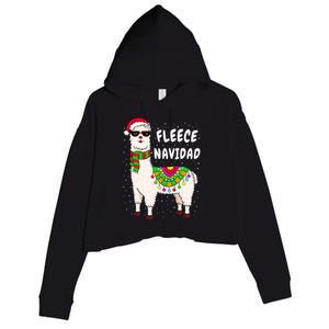 Fleece Feliz Navidad Llama Christmas Cute Xmas Gift Crop Fleece Hoodie