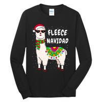 Fleece Feliz Navidad Llama Christmas Cute Xmas Gift Tall Long Sleeve T-Shirt