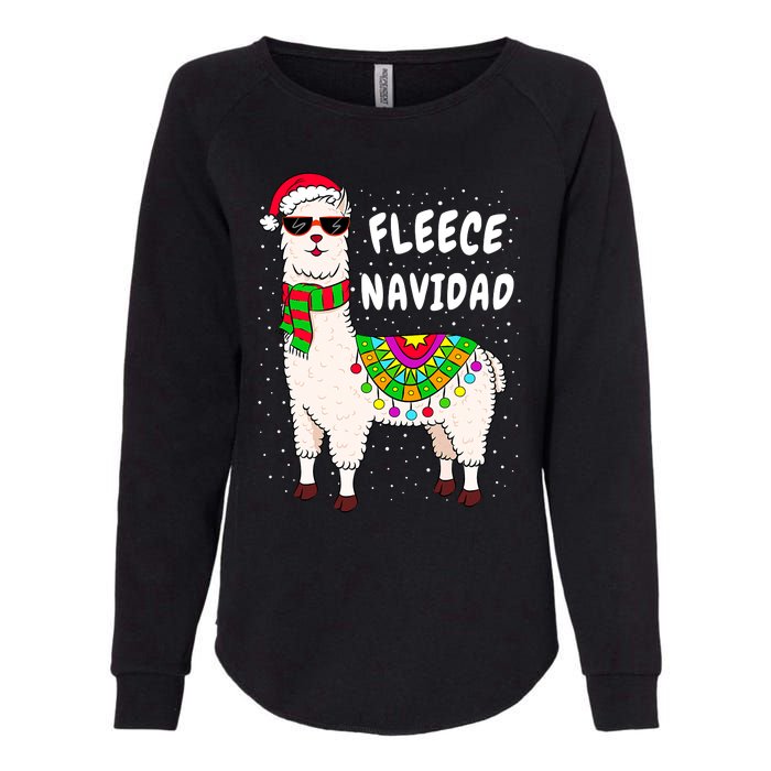 Fleece Feliz Navidad Llama Christmas Cute Xmas Gift Womens California Wash Sweatshirt