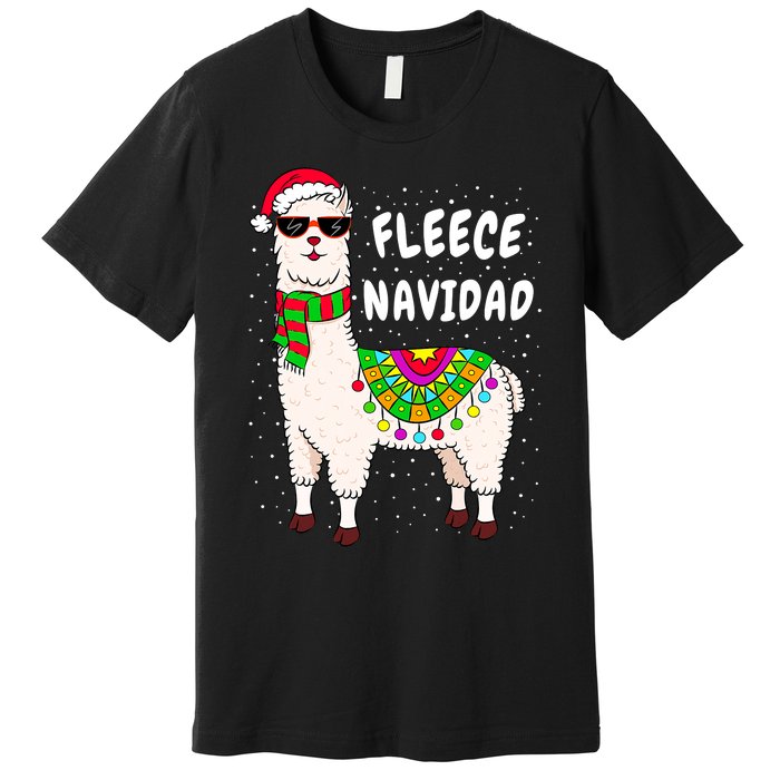 Fleece Feliz Navidad Llama Christmas Cute Xmas Gift Premium T-Shirt