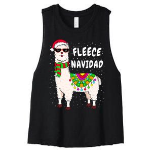 Fleece Feliz Navidad Llama Christmas Cute Xmas Gift Women's Racerback Cropped Tank