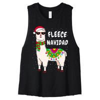 Fleece Feliz Navidad Llama Christmas Cute Xmas Gift Women's Racerback Cropped Tank