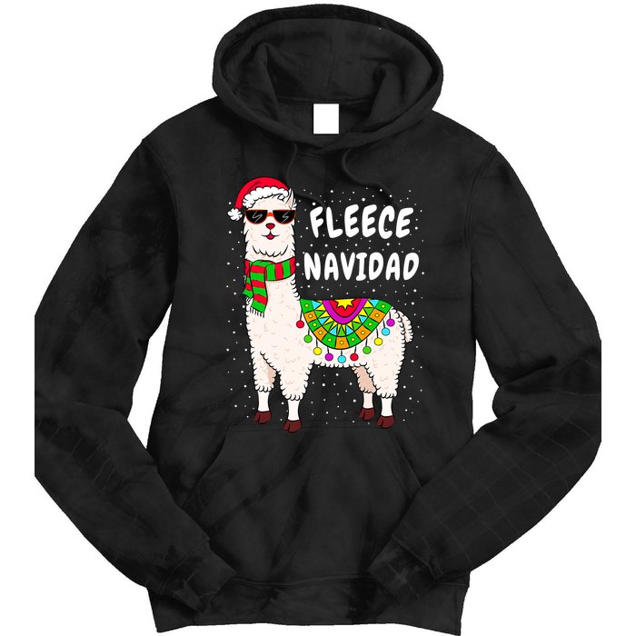 Fleece Feliz Navidad Llama Christmas Cute Xmas Gift Tie Dye Hoodie