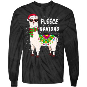 Fleece Feliz Navidad Llama Christmas Cute Xmas Gift Tie-Dye Long Sleeve Shirt