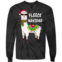 Fleece Feliz Navidad Llama Christmas Cute Xmas Gift Tie-Dye Long Sleeve Shirt