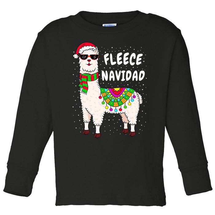 Fleece Feliz Navidad Llama Christmas Cute Xmas Gift Toddler Long Sleeve Shirt