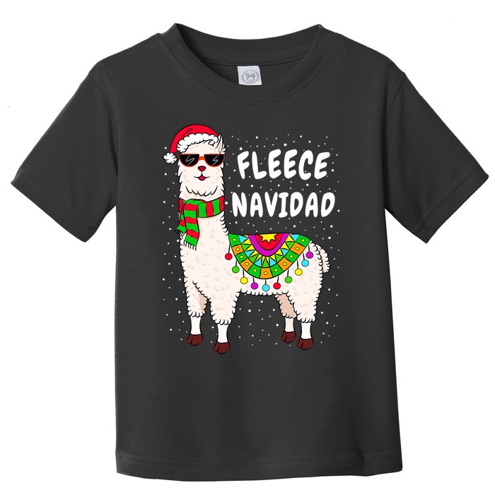 Fleece Feliz Navidad Llama Christmas Cute Xmas Gift Toddler T-Shirt