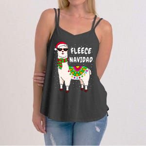 Fleece Feliz Navidad Llama Christmas Cute Xmas Gift Women's Strappy Tank