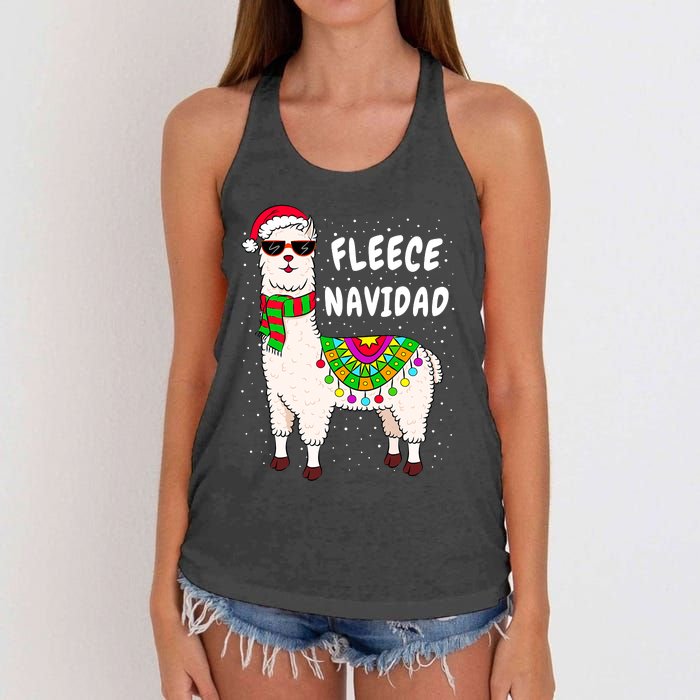 Fleece Feliz Navidad Llama Christmas Cute Xmas Gift Women's Knotted Racerback Tank