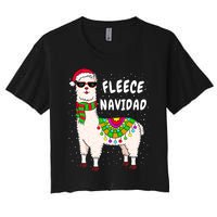 Fleece Feliz Navidad Llama Christmas Cute Xmas Gift Women's Crop Top Tee