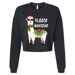 Fleece Feliz Navidad Llama Christmas Cute Xmas Gift Cropped Pullover Crew