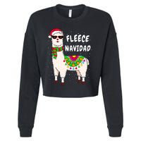 Fleece Feliz Navidad Llama Christmas Cute Xmas Gift Cropped Pullover Crew