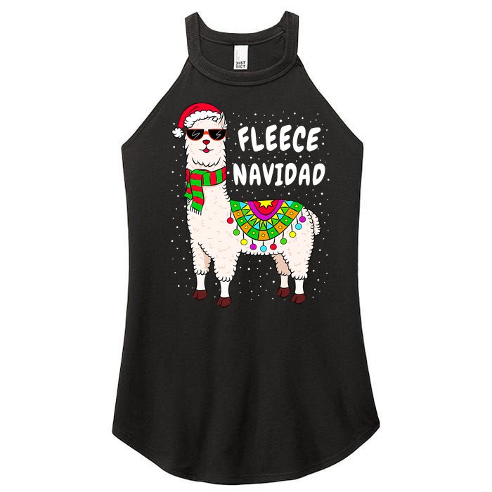 Fleece Feliz Navidad Llama Christmas Cute Xmas Gift Women's Perfect Tri Rocker Tank