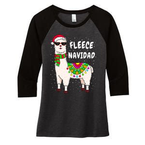 Fleece Feliz Navidad Llama Christmas Cute Xmas Gift Women's Tri-Blend 3/4-Sleeve Raglan Shirt