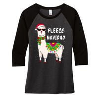 Fleece Feliz Navidad Llama Christmas Cute Xmas Gift Women's Tri-Blend 3/4-Sleeve Raglan Shirt