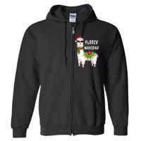 Fleece Feliz Navidad Llama Christmas Cute Xmas Gift Full Zip Hoodie