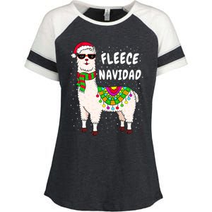 Fleece Feliz Navidad Llama Christmas Cute Xmas Gift Enza Ladies Jersey Colorblock Tee