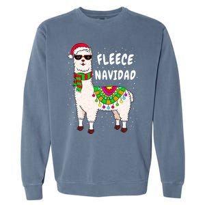 Fleece Feliz Navidad Llama Christmas Cute Xmas Gift Garment-Dyed Sweatshirt