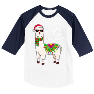 Fleece Feliz Navidad Llama Christmas Cute Xmas Gift Baseball Sleeve Shirt