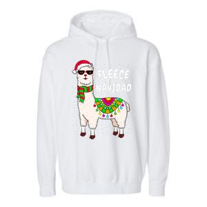 Fleece Feliz Navidad Llama Christmas Cute Xmas Gift Garment-Dyed Fleece Hoodie