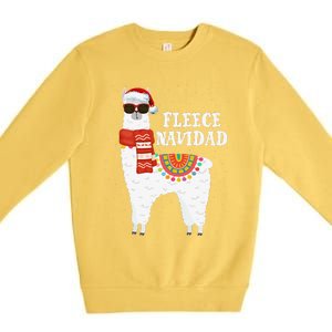 Fleece Feliz Navidad Llama Funny Christmas Pajamas Llamazing Premium Crewneck Sweatshirt