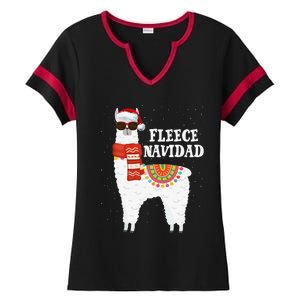 Fleece Feliz Navidad Llama Funny Christmas Pajamas Llamazing Ladies Halftime Notch Neck Tee