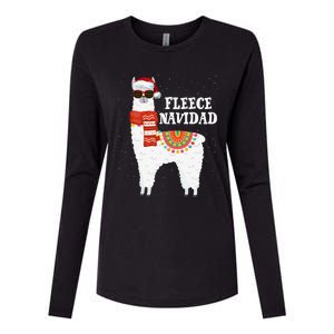 Fleece Feliz Navidad Llama Funny Christmas Pajamas Llamazing Womens Cotton Relaxed Long Sleeve T-Shirt