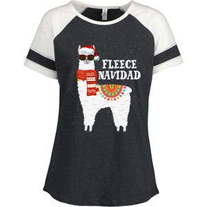 Fleece Feliz Navidad Llama Funny Christmas Pajamas Llamazing Enza Ladies Jersey Colorblock Tee