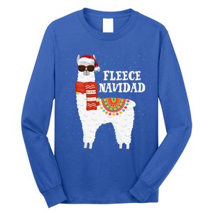 Fleece Feliz Navidad Llama Funny Christmas Pajamas Llamazing Long Sleeve Shirt