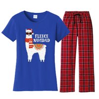 Fleece Feliz Navidad Llama Funny Christmas Pajamas Llamazing Women's Flannel Pajama Set