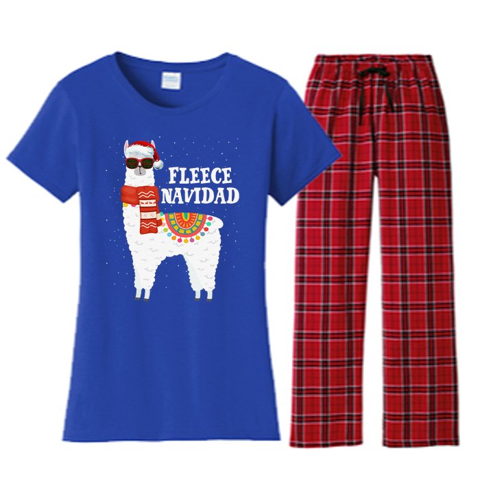 Fleece Feliz Navidad Llama Funny Christmas Pajamas Llamazing Women's Flannel Pajama Set