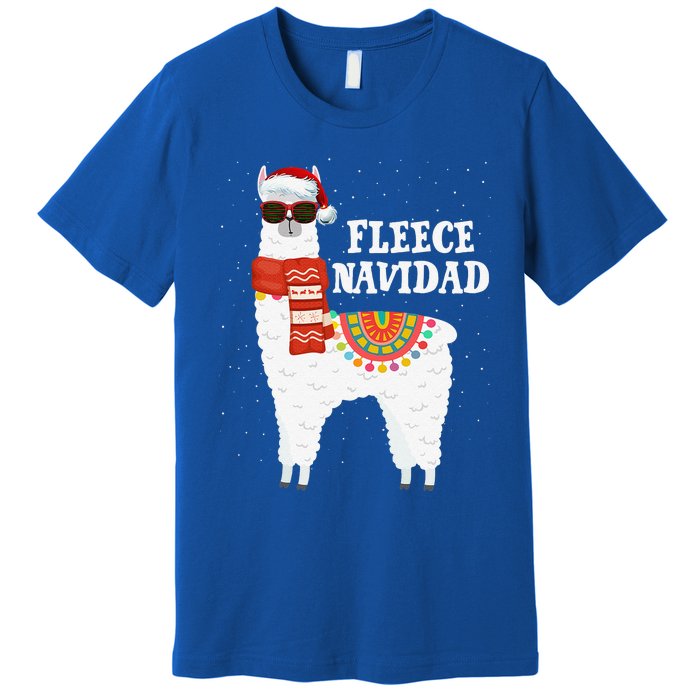 Fleece Feliz Navidad Llama Funny Christmas Pajamas Llamazing Premium T-Shirt