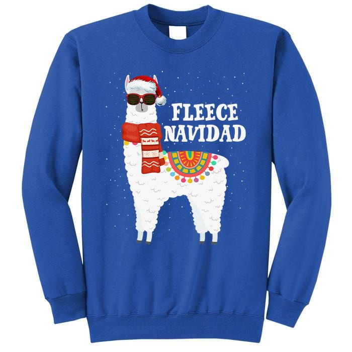 Fleece Feliz Navidad Llama Funny Christmas Pajamas Llamazing Tall Sweatshirt