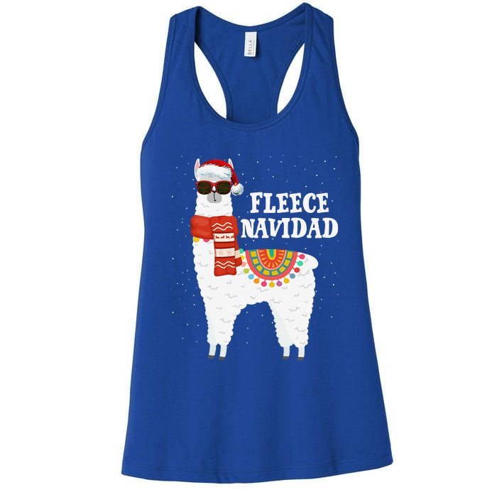 Fleece Feliz Navidad Llama Funny Christmas Pajamas Llamazing Women's Racerback Tank