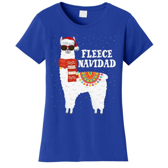 Fleece Feliz Navidad Llama Funny Christmas Pajamas Llamazing Women's T-Shirt