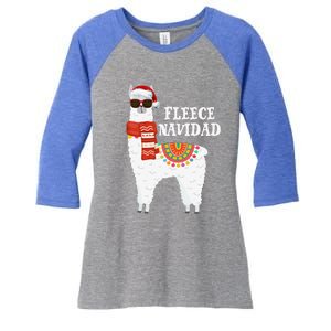 Fleece Feliz Navidad Llama Funny Christmas Pajamas Llamazing Women's Tri-Blend 3/4-Sleeve Raglan Shirt