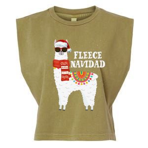 Fleece Feliz Navidad Llama Funny Christmas Pajamas Llamazing Garment-Dyed Women's Muscle Tee