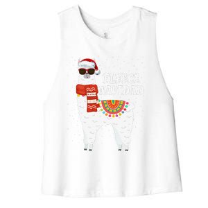 Fleece Feliz Navidad Llama Funny Christmas Pajamas Llamazing Women's Racerback Cropped Tank