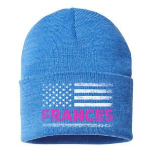 Frances First Name Gift Frances Name American Flag Funny Gift Sustainable Knit Beanie