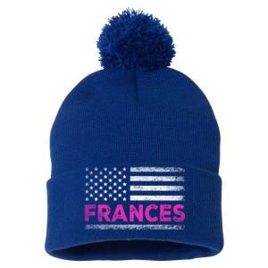 Frances First Name Gift Frances Name American Flag Funny Gift Pom Pom 12in Knit Beanie