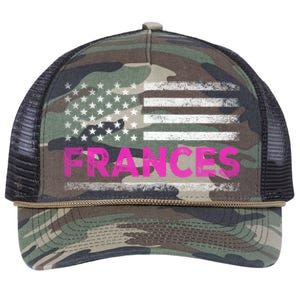 Frances First Name Gift Frances Name American Flag Funny Gift Retro Rope Trucker Hat Cap