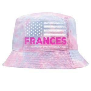 Frances First Name Gift Frances Name American Flag Funny Gift Tie-Dyed Bucket Hat